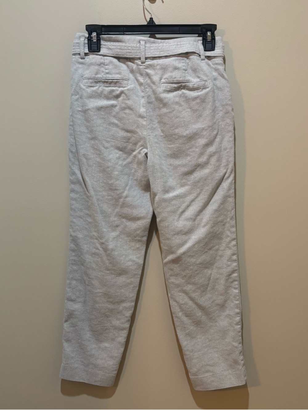LOFT Light gray Cropped Paperbag Waist Tie Pants - Picture 2 of 3